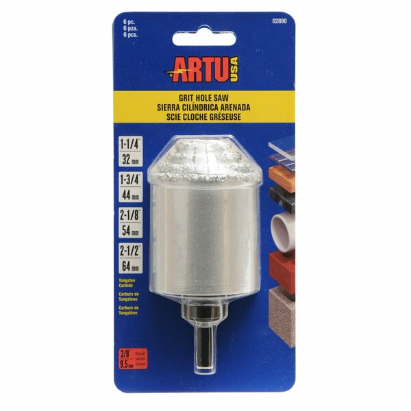 Artu Hole Saw Set, Tungsten Carbide Grit, 6 pcs 02890